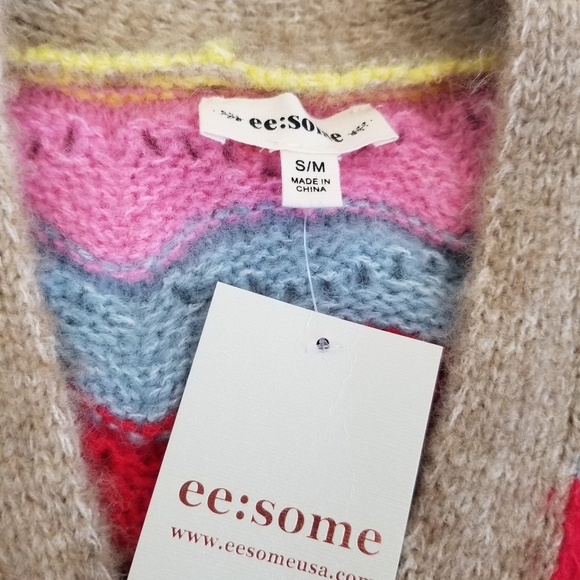 eesome Open Front Multi-Color Sweater S/M Bust 48-50 - Picture 3 of 3